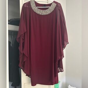 R&M Richards Petite Burgundy Rhinestone embellished Dress